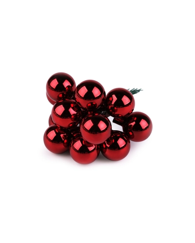 Vianočná sklenená banka na drôtiku Ø2 cm - mat a lesk - 12 ks | Mimib