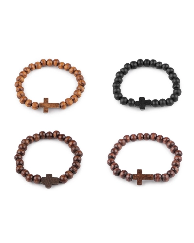 Náramok drevený unisex krížik - 1 ks | Mimib