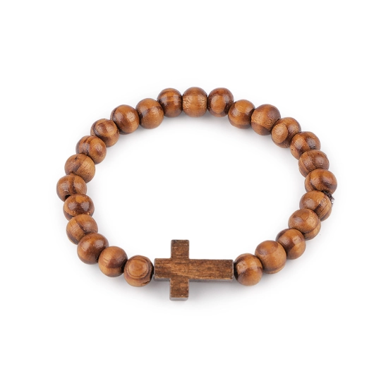 Náramok drevený unisex krížik - 1 ks | Mimib