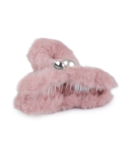 Štipec do vlasov kožušinový s perlou a brúseným kameňom - 1 ks | Mimib