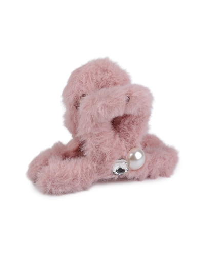 Štipec do vlasov kožušinový s perlou a brúseným kameňom - 1 ks | Mimib