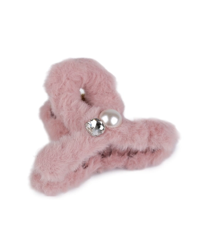 Štipec do vlasov kožušinový s perlou a brúseným kameňom - 1 ks | Mimib