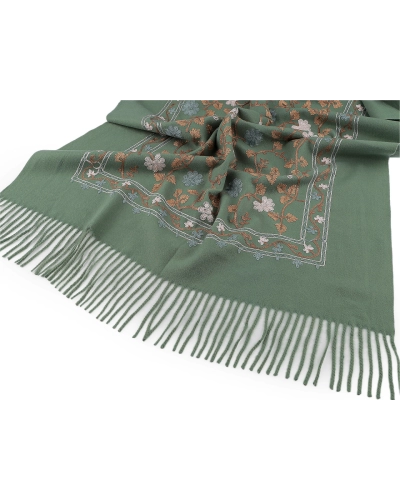 Veľká teplá šatka / pléd vyšívaná so strapcami, typu kašmír 68x165 cm - 1 ks | Mimib Veľká teplá šatka / pléd vyšívaná so strapcami, typu kašmír 68x165 cm - 1 ks | Mimib