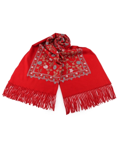 Veľká teplá šatka / pléd vyšívaná so strapcami, typu kašmír 68x165 cm - 1 ks | Mimib Veľká teplá šatka / pléd vyšívaná so strapcami, typu kašmír 68x165 cm - 1 ks | Mimib