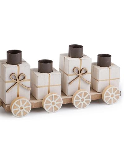 Vianočný drevený vláčik adventný svietnik - 1 ks | Mimib