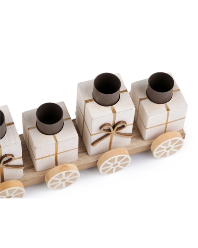 Vianočný drevený vláčik adventný svietnik - 1 ks | Mimib