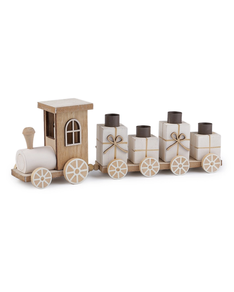 Vianočný drevený vláčik adventný svietnik - 1 ks | Mimib