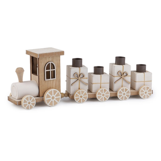 Vianočný drevený vláčik adventný svietnik - 1 ks | Mimib