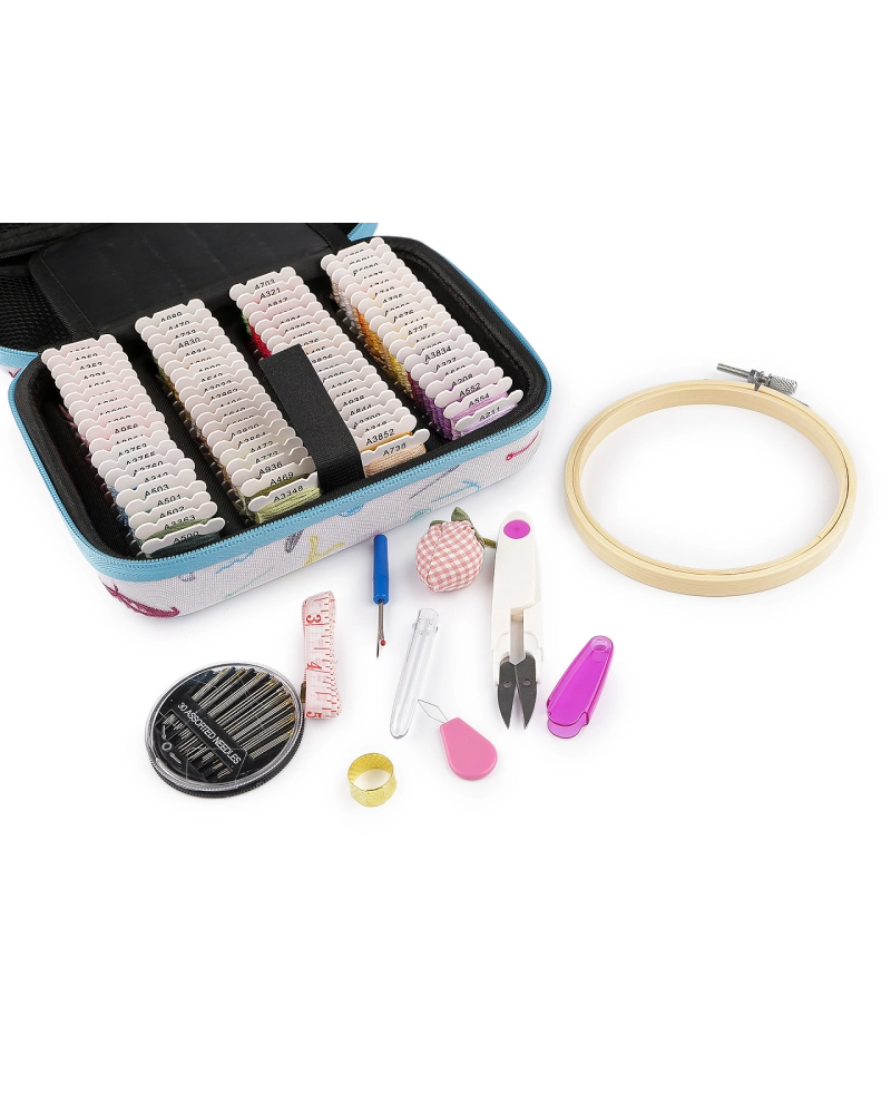 Súprava vyšívania v kufríku / mouline a pomôcky AIRO - 1 sada | Mimib