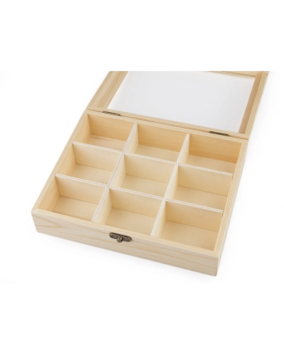 Drevená krabička so skleneným priehľadom - 1 ks | Mimib