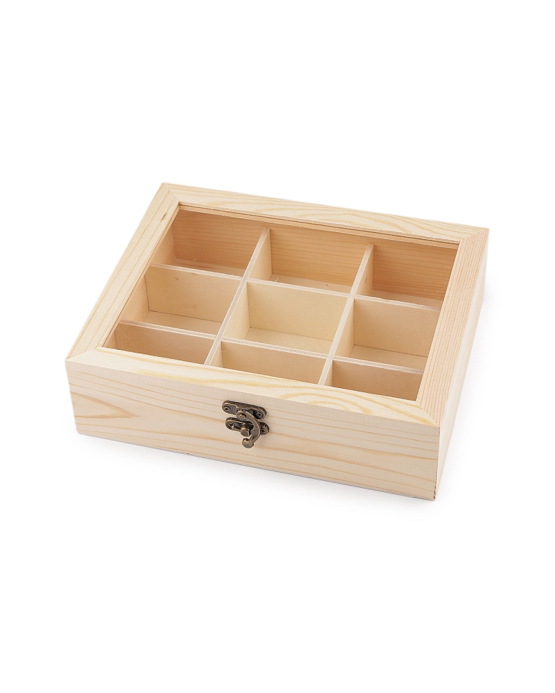 Drevená krabička so skleneným priehľadom - 1 ks | Mimib