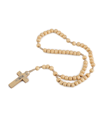 Ruženec drevený na drhaných šnúrkach - 1 ks | Mimib