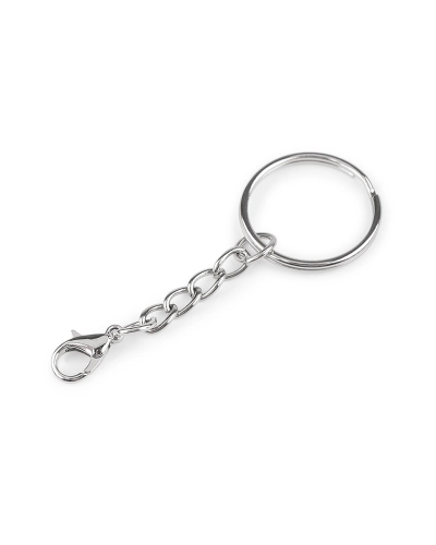 Krúžok na kľúče Ø25 mm s retiazkou a karabínkou - 10 ks | Mimib