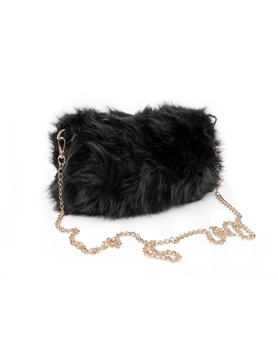 Kožušinová kabelka s kovovou retiazkou 24x19 cm - 1 ks | Mimib