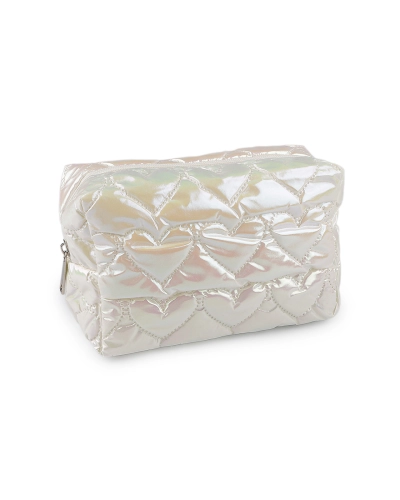 Kozmetická taška / púzdro prešívané, srdce 18x11 cm holografické - 1 ks | Mimib