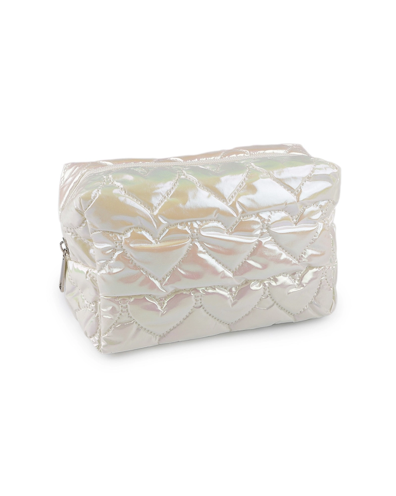 Kozmetická taška / púzdro prešívané, srdce 18x11 cm holografické - 1 ks | Mimib