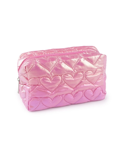 Kozmetická taška / púzdro prešívané, srdce 18x11 cm holografické - 1 ks | Mimib