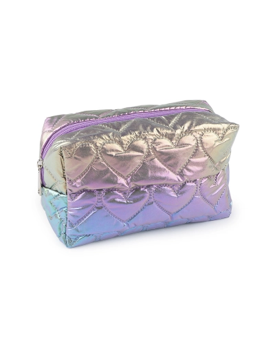 Kozmetická taška / púzdro prešívané, srdce 18x11 cm holografické - 1 ks | Mimib