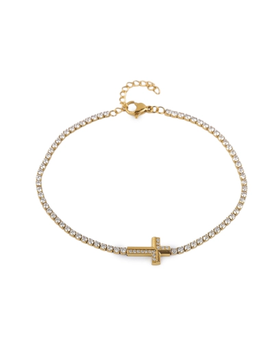 Štrasový náramok z nerezovej ocele krížik - 1 ks | Mimib