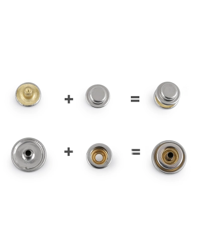 Obojstranné kovové cvoky Ø15 mm na hrubé látky nerezové - 50 sada | Mimib