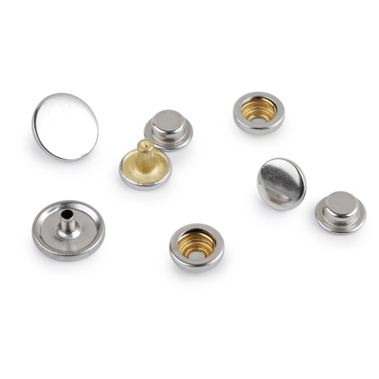 Obojstranné kovové cvoky Ø15 mm na hrubé látky nerezové - 50 sada | Mimib