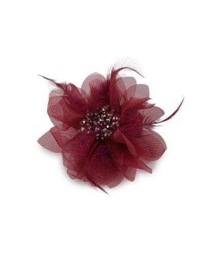 Brošňa so sklenenými brúsenými korálikmi a perím - 1 ks | Mimib