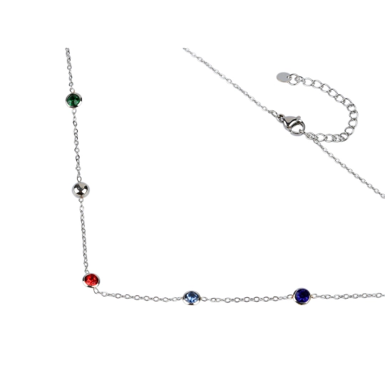 Náhrdelník z nerezovej ocele s brúsenými kamienkami - 1 ks | Mimib