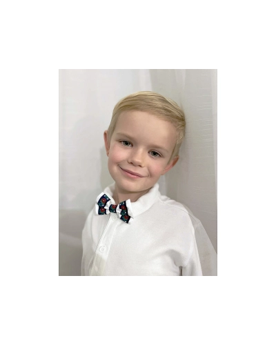 Saténový motýlik folklór hand made, dĺžka 9 cm - 1 ks | Mimib