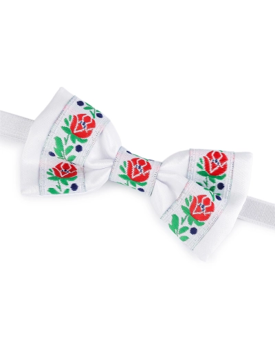 Saténový motýlik folklór hand made, dĺžka 9 cm - 1 ks | Mimib