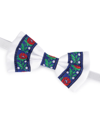 Saténový motýlik folklór hand made, dĺžka 9 cm - 1 ks | Mimib