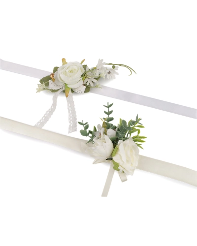 Náramok s kvetmi pre družičky s uväzovacou stuhou - 1 ks | Mimib