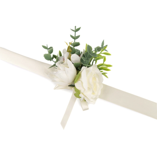 Náramok s kvetmi pre družičky s uväzovacou stuhou - 1 ks | Mimib