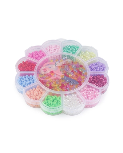 Súprava plastových dvojdierkových korálikov v boxe s náradím - 1 krab. | Mimib