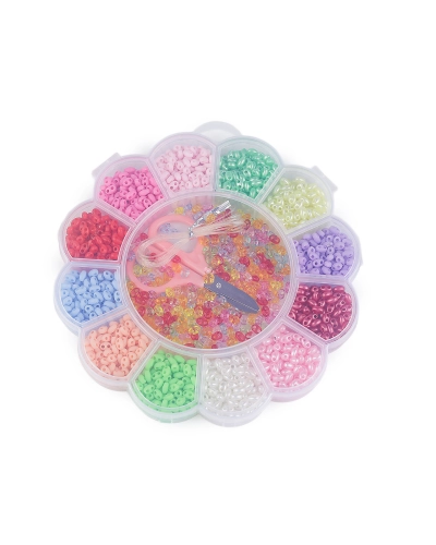 Súprava plastových dvojdierkových korálikov v boxe s náradím - 1 krab. | Mimib