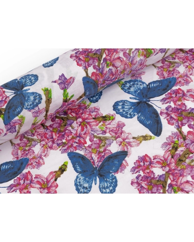 Bavlnená látka / plátno kvety / motýle šírka 220 cm - 1 m | Mimib