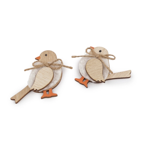 Drevený vtáčik na aranžovanie - 4 ks | Mimib