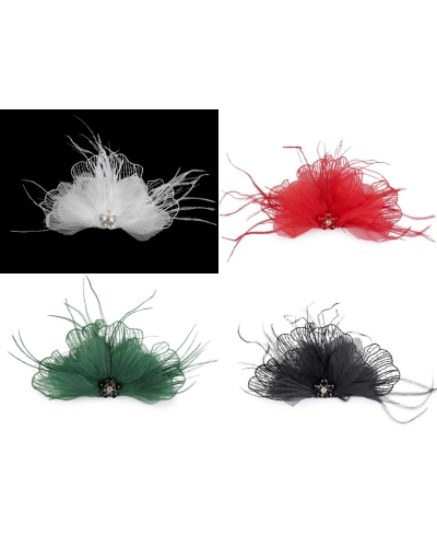 Brošňa so sklenenými brúsenými korálikmi a perím - 1 ks | Mimib