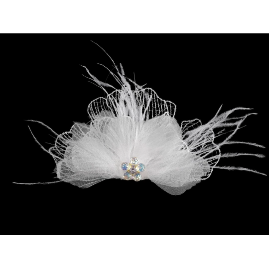 Brošňa so sklenenými brúsenými korálikmi a perím - 1 ks | Mimib