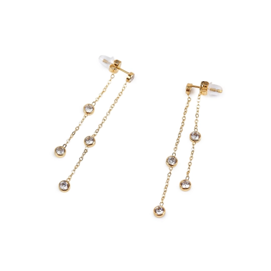 Náušnice z nerezovej ocele s brúsenými kamienkami - 1 pár | Mimib