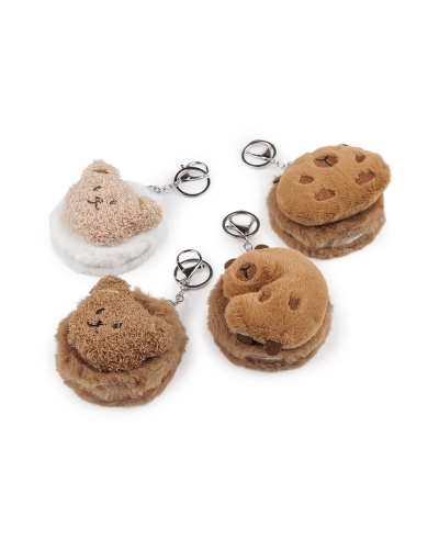 Plyšové kozmetické zrkadlo / prívesok na kabelku medveď, kapybara - 1 ks | Mimib