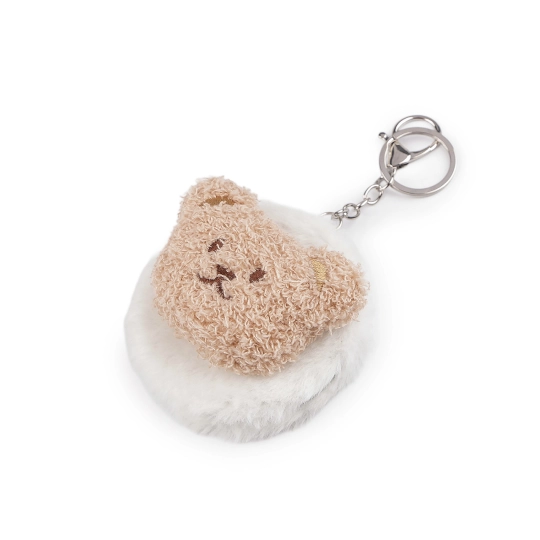 Plyšové kozmetické zrkadlo / prívesok na kabelku medveď, kapybara - 1 ks | Mimib