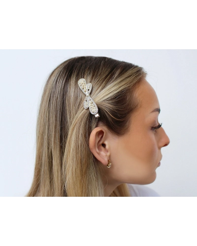 Spona do vlasov s brúsenými kamienkami mašľa - 1 ks | Mimib