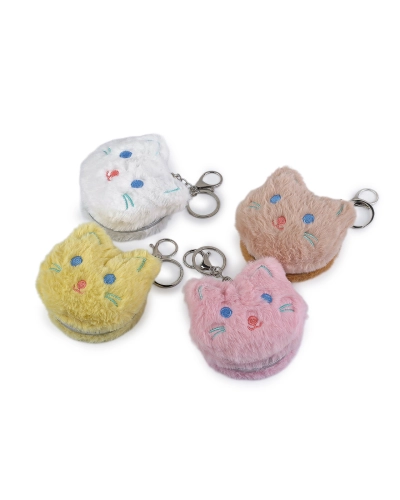 Plyšové kozmetické zrkadlo / prívesok na kabelku mačka - 1 ks | Mimib