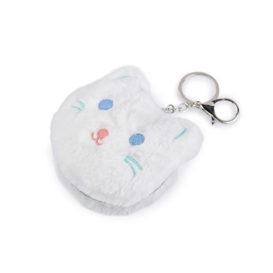Plyšové kozmetické zrkadlo / prívesok na kabelku mačka - 1 ks | Mimib