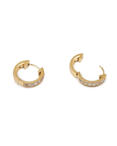 Náušnice z nerezovej ocele krúžky s brúsenými kamienkami - 1 pár | Mimib