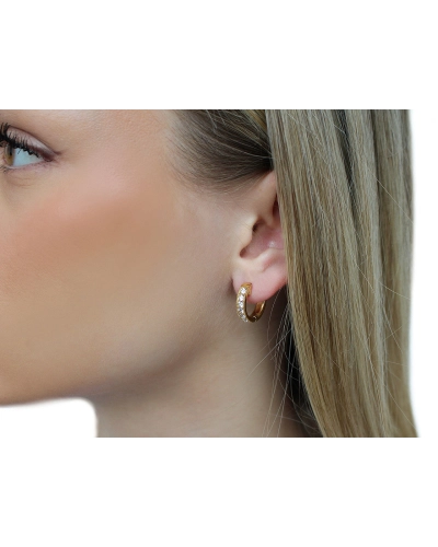 Náušnice z nerezovej ocele krúžky s brúsenými kamienkami - 1 pár | Mimib