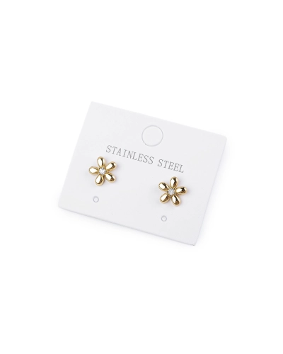 Náušnice z nerezovej ocele s brúseným kamienkom kvet - 1 pár | Mimib