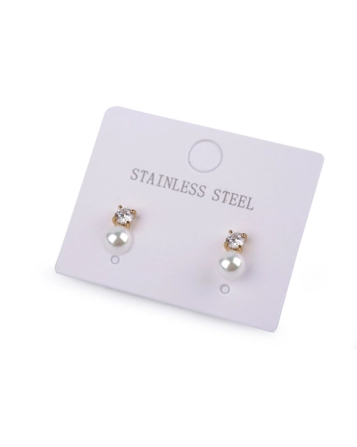 Náušnice z nerezovej ocele s brúseným kamienkom a perlou - 1 pár | Mimib