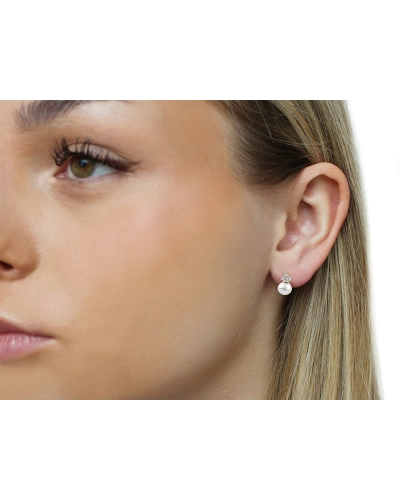 Náušnice z nerezovej ocele s brúseným kamienkom a perlou - 1 pár | Mimib