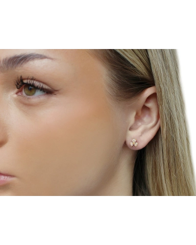 Náušnice z nerezovej ocele s brúsenými kamienkami kvet trojlístok - 1 pár | Mimib